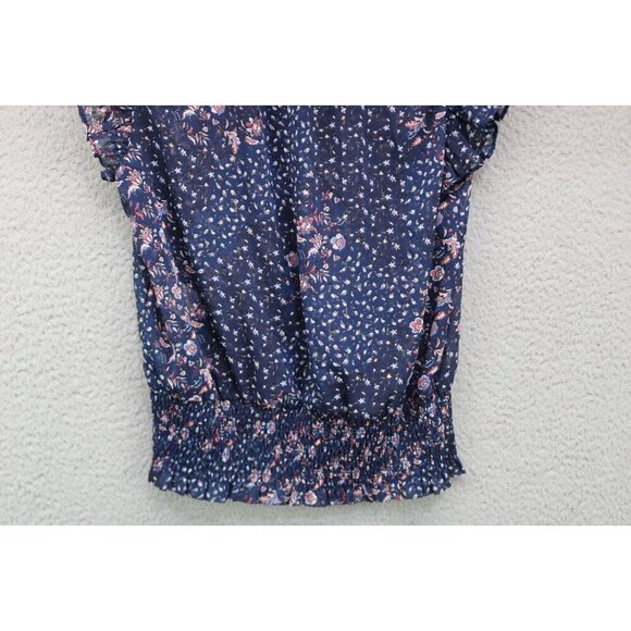 Joie Semi-Sheer Elastic Waist Top-Ruffle Sleeve-S/P-Metallics-Fairy-Cottagecore - Picture 11 of 12